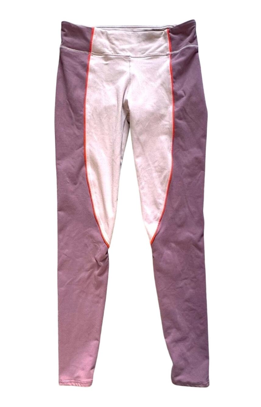FABLETICS Womens Color Block Pink Lavender Yoga Logo Leggings M Athleisure